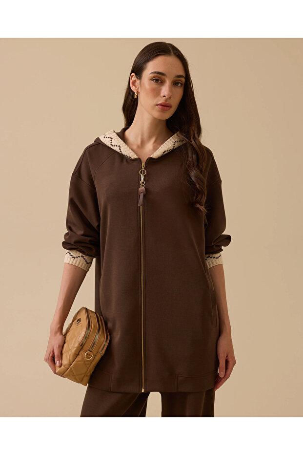 Fermuarlı Kapüşonlu Kap - 1