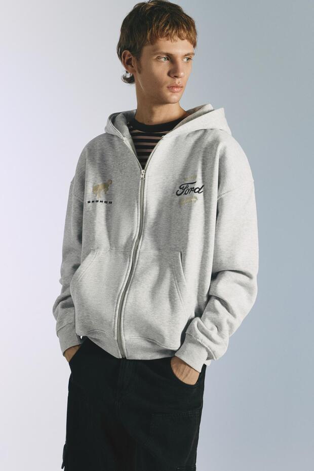 Fermuarlı kapüşonlu Ford sweatshirt - 1