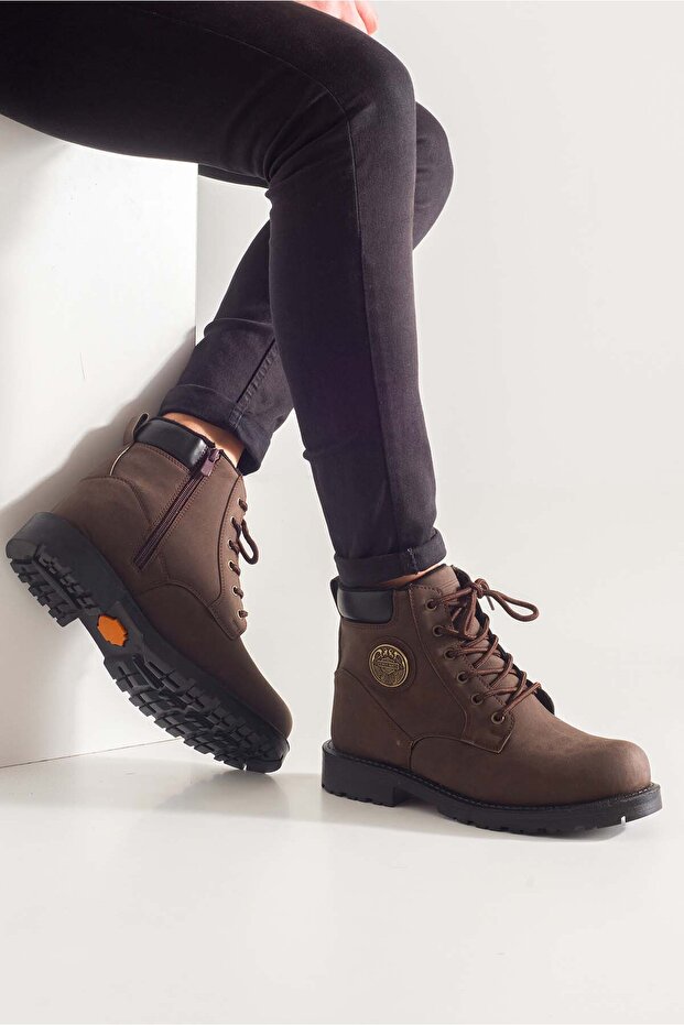 Unisex Non-Slip Guaranteed Fur-Lined Rubber Sole Winter Zippered Boots Iarnă Brown