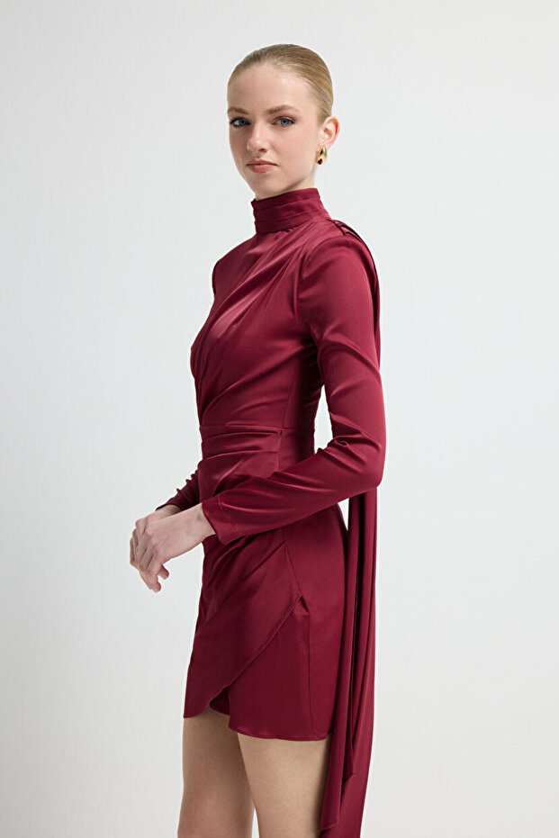 Drapeli Mini Elbise - 2