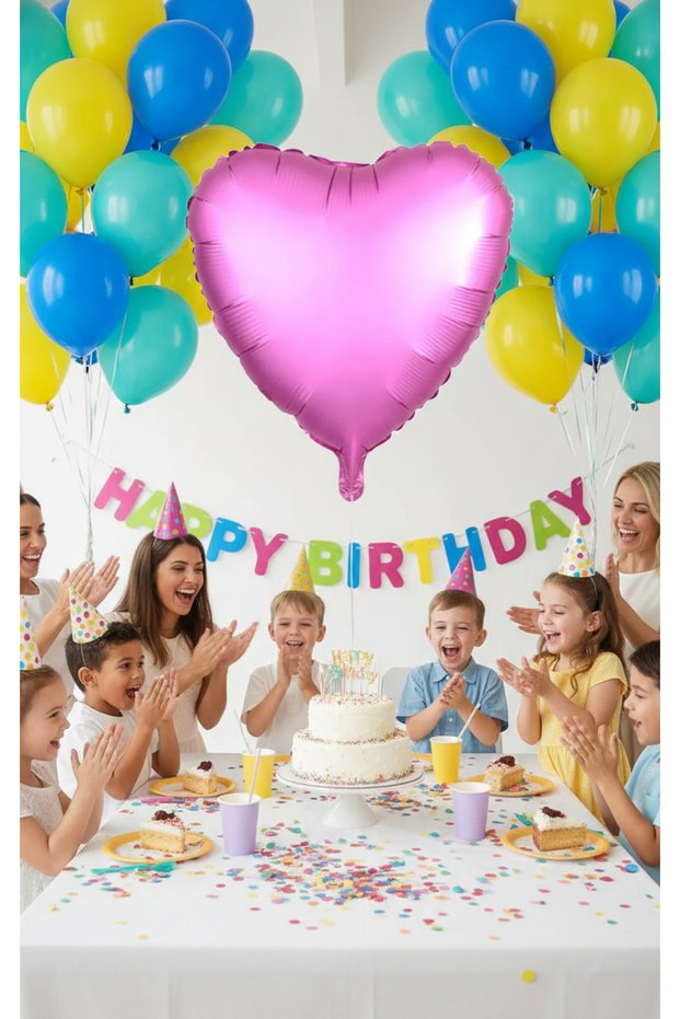 Pink Heart Foil Balloon 45 cm - Helium and Air Compatible Birthday, Girl's Party, Bachelorette Balloon