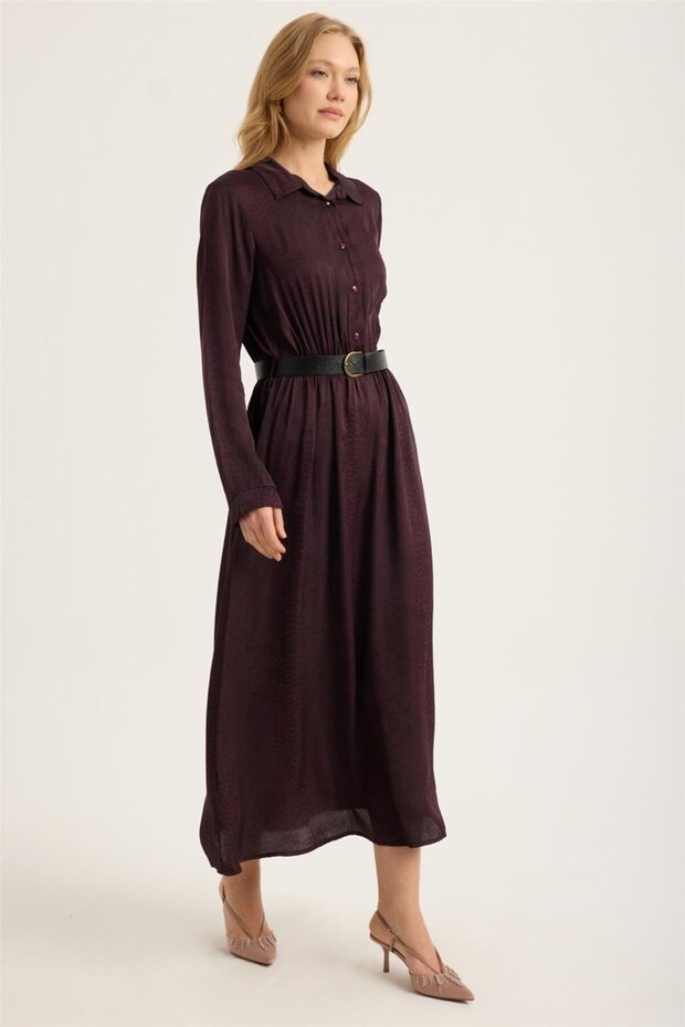 فستان بياقة قميص منقوشة من بيتون - 3