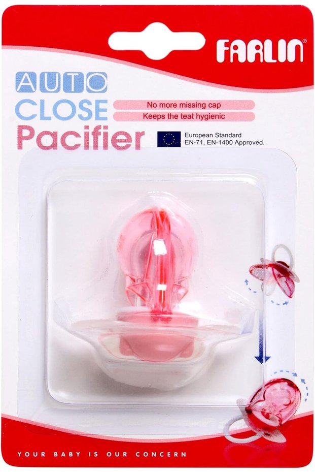 Auto-Close Pacifier, Assorted Colors, Soft Silicone, EN-71 & EN-1400