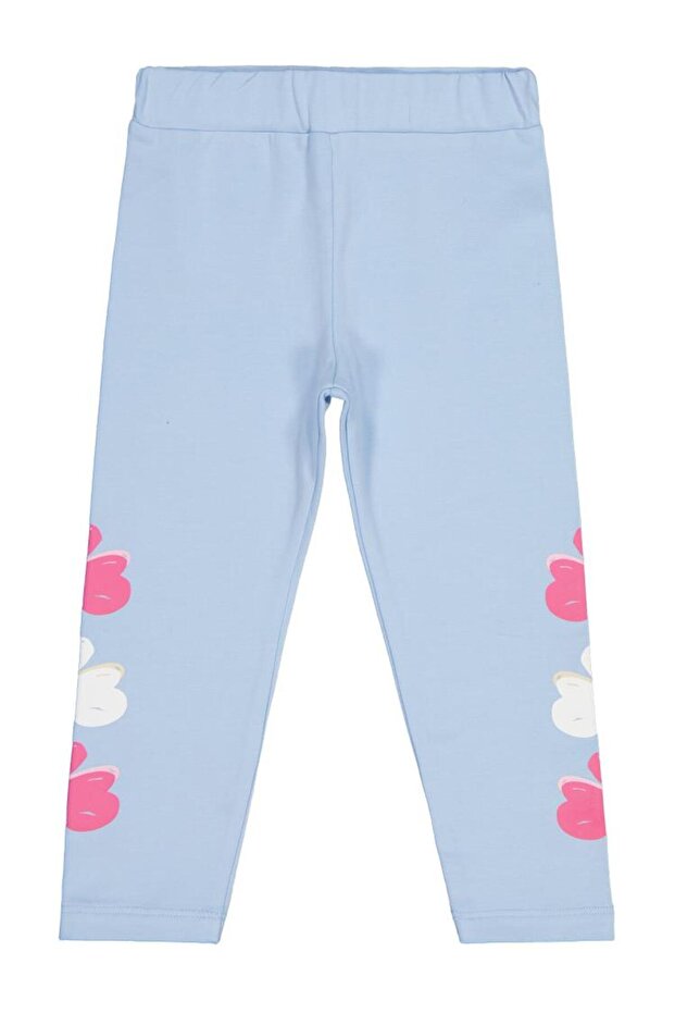 Flower Printed 2-5 Years Old Leggings - Blue 4-5 Years Old