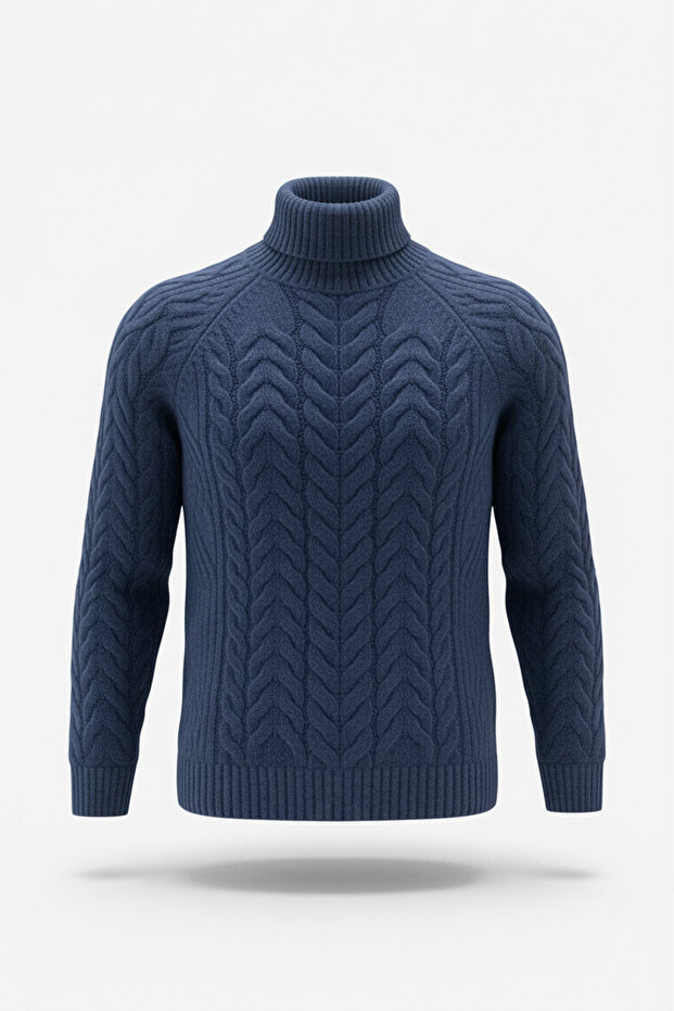 Erkek Balıkçı Yaka Kalın Kazak - 4