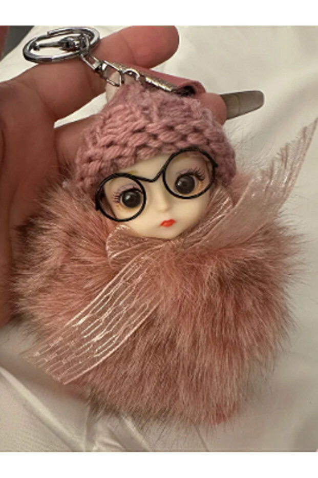 Plush Glasses-Wearing Girl Doll Bag Ornament/Charm Keychain