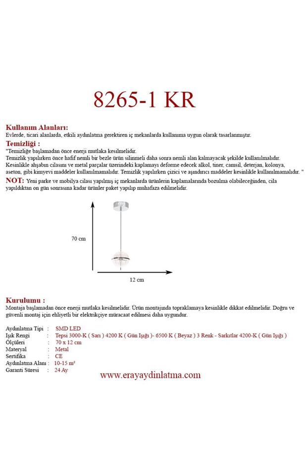 8265-1 Krom Led Avize - 3
