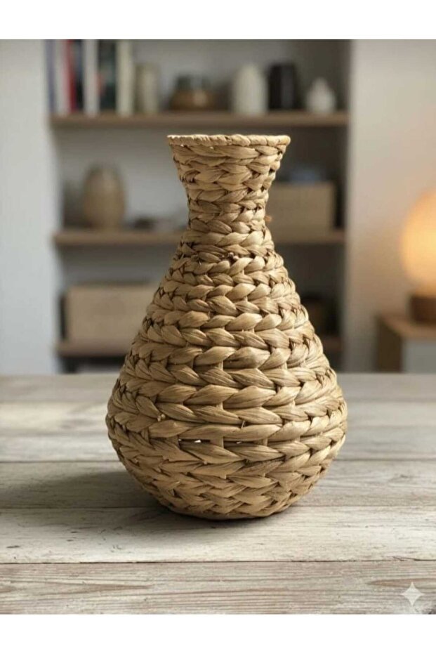 مزهرية كبيرة مزخرفة مصنوعة يدويًا من الخيزران - 3