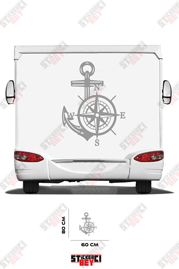 Caravan Sticker Coating with Anchor and Rudder Images