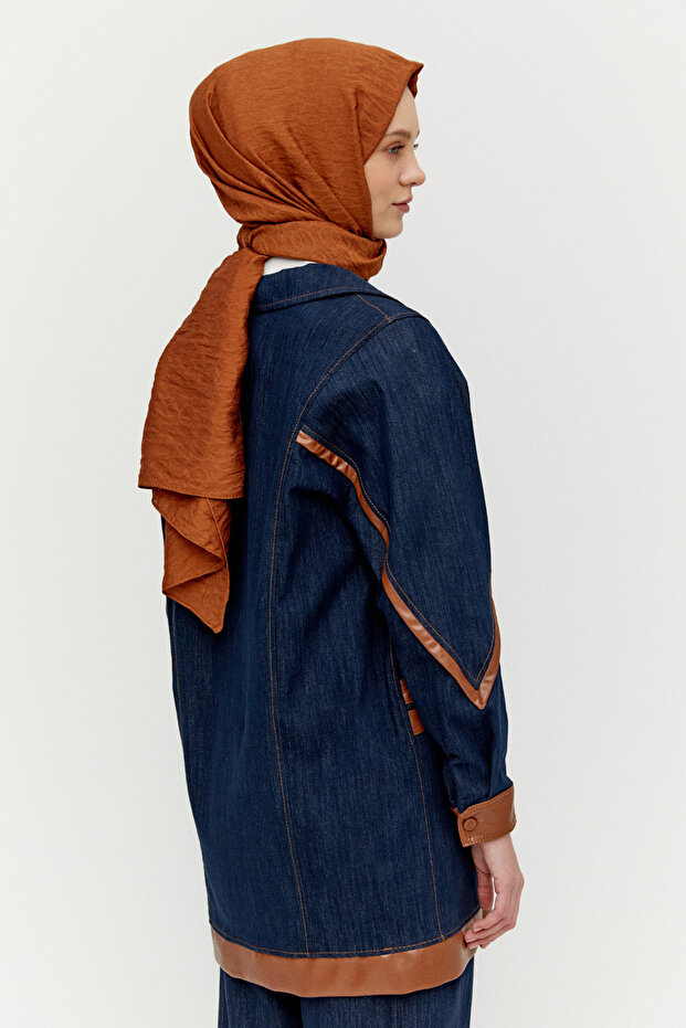 Kruvaze Oversize Denim Ceket - 4