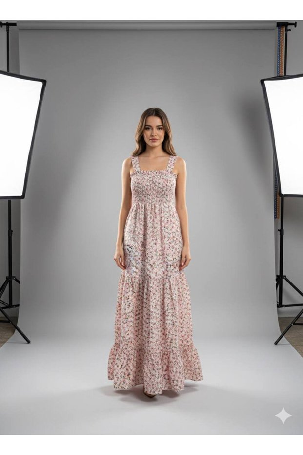 Floral Print Strap Long Dress