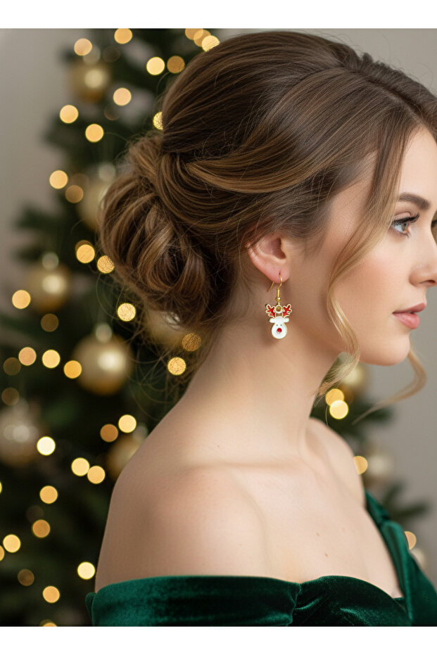 Yılbaşı Figürleri Mineli Küpe - 1