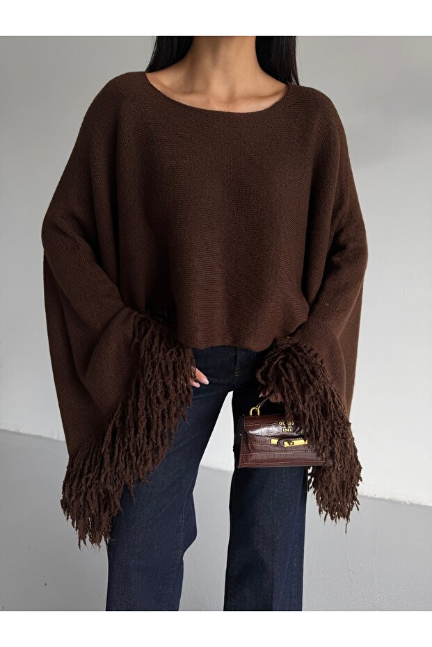 Tassel Sleeve Crop Women's Knitwear