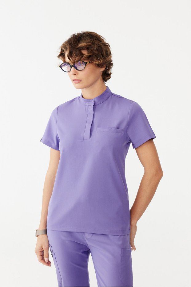 Cosmos Magenta Judge Collar Stretch Fabric Nurse and Doctor Uniform Set Scrubs Hospital Uniform