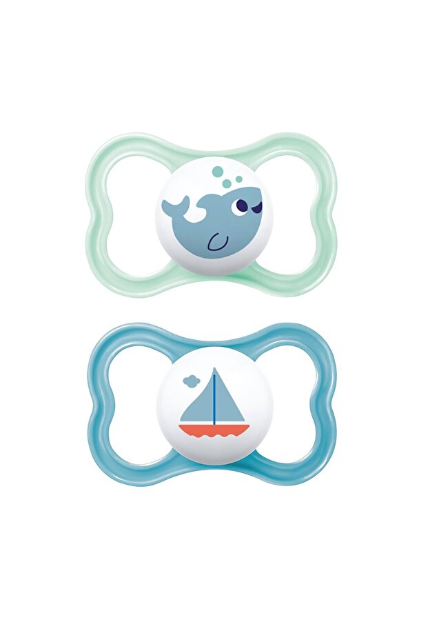 Air Pacifier 6–16 Months – Pack of 2 (Baby Boy, for Sensitive Skin, Bpa-Free)