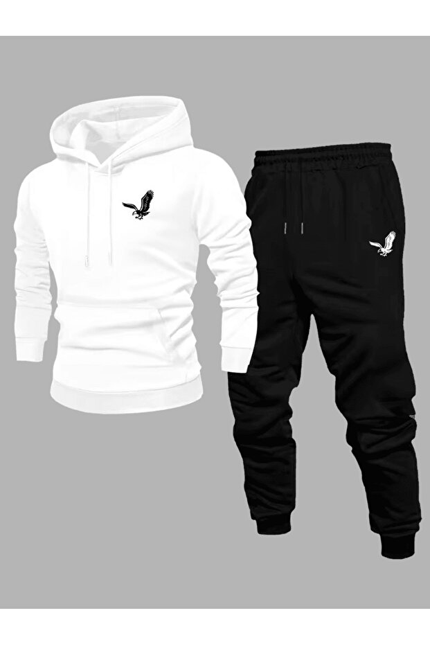 Hooded Tracksuit Set with Eagle/Falcon Logo