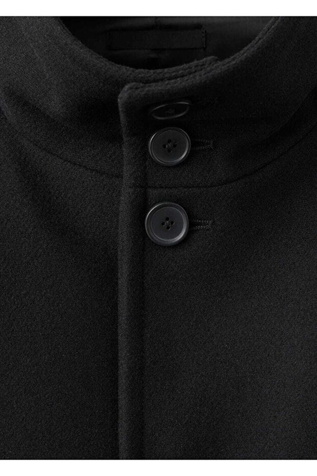 Dik yaka yün palto - 7