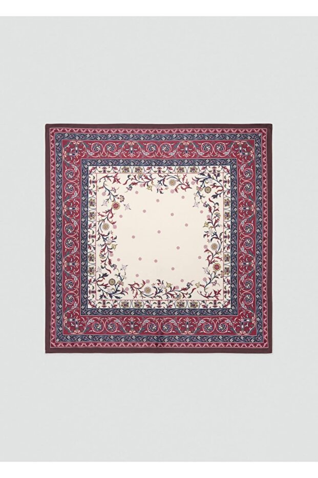 Desenli saten fular - 2