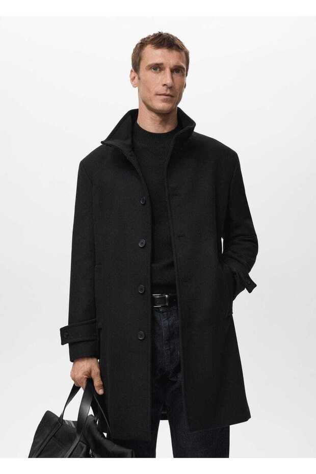 Dik yaka yün palto - 1