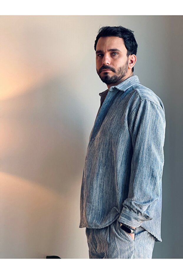 EFEKTLİ KADİFE GÖMLEK - 3