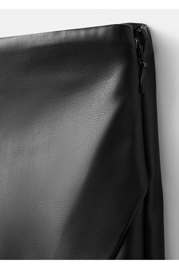 Deri görünümlü pantolon etek - 5