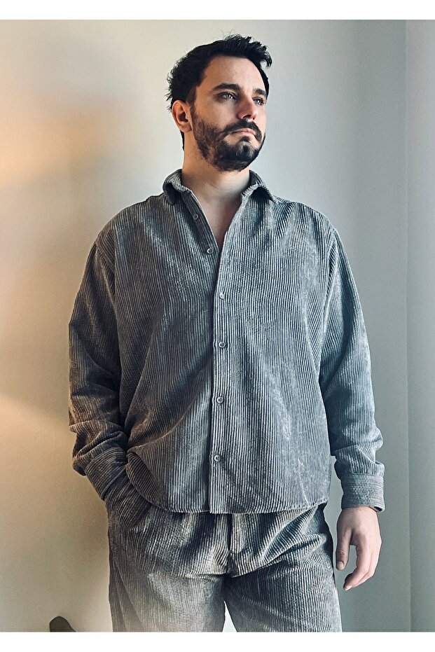 EFEKTLİ KADİFE GÖMLEK - 3