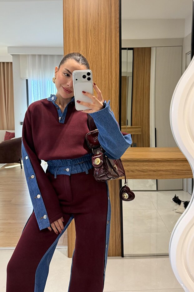 مبطن بالصوف مجموعة مع تفاصيل الأزرار - 3