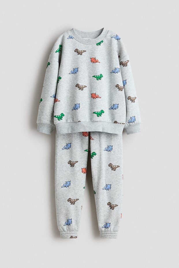 2 Parçalı Baskılı Sweatshirt Set - 1