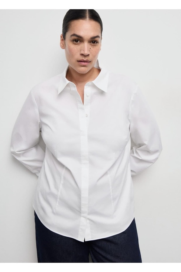 Bedene oturan poplin gömlek - 6