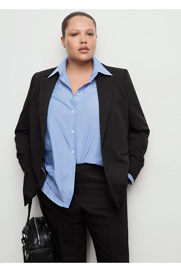 Dar kesim blazer ceket - 6