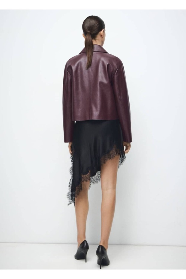 Deri görünümlü cepli ceket - 4