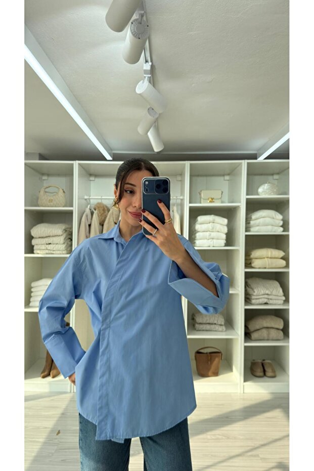 K Double-Breasted Shirt with Inside Tie Detail