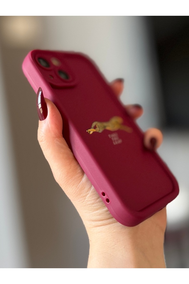 Iphone 14 plus leopard patterned burgundy shock proof case - 3