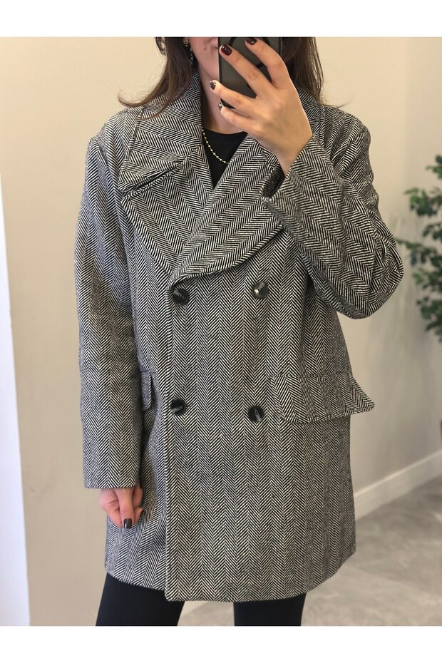 معطف مبطن بالبطانة قصة فضفاضة - أسود - 3