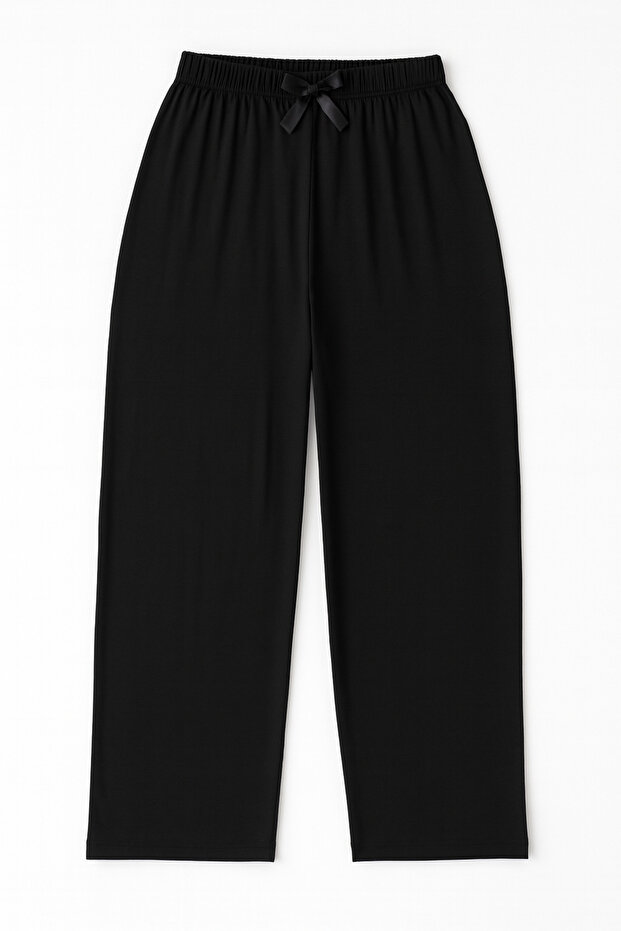 Ultra Comfort with Timeless Elegance in Black: Plus Size High Waist Viscose Pajama Bottoms