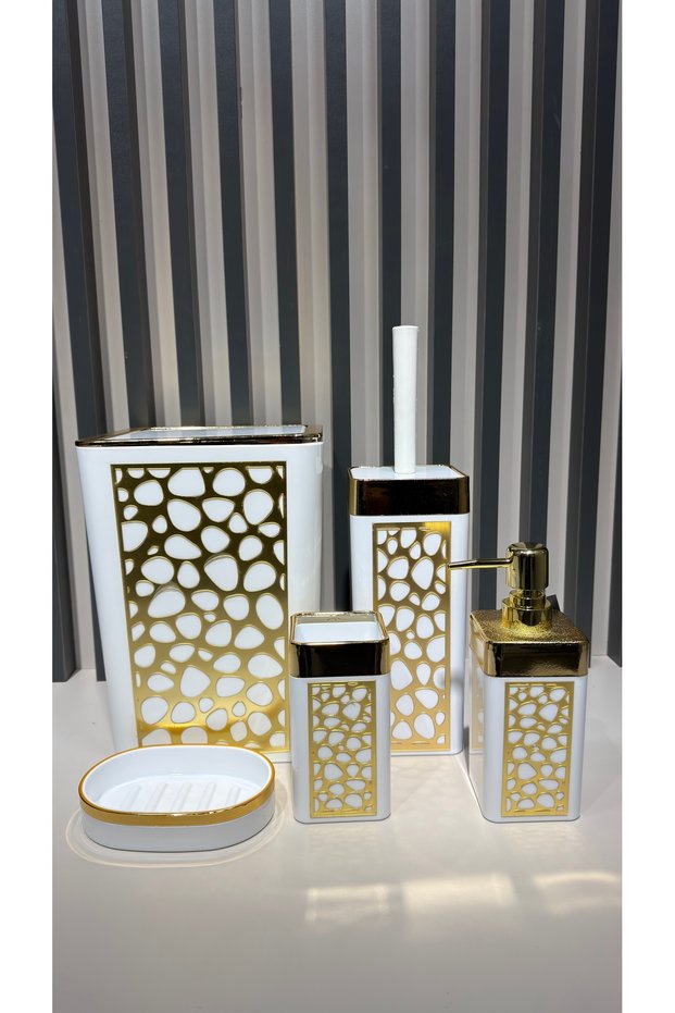 5 Piece Acrylic Gold Bathroom Set