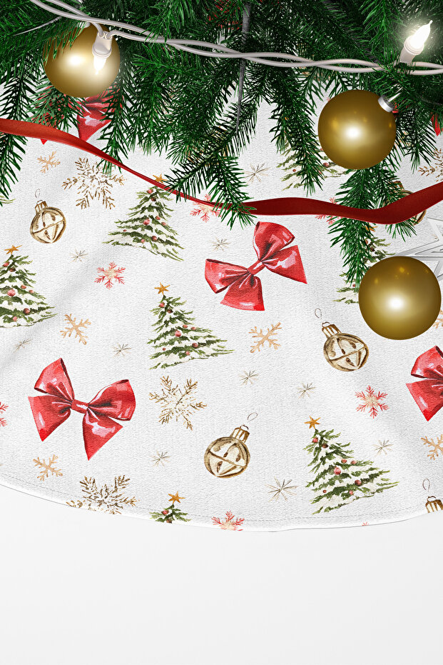 غطاء شجرة الصنوبر ذو النمط الأبيض على شكل فيونكة - 1