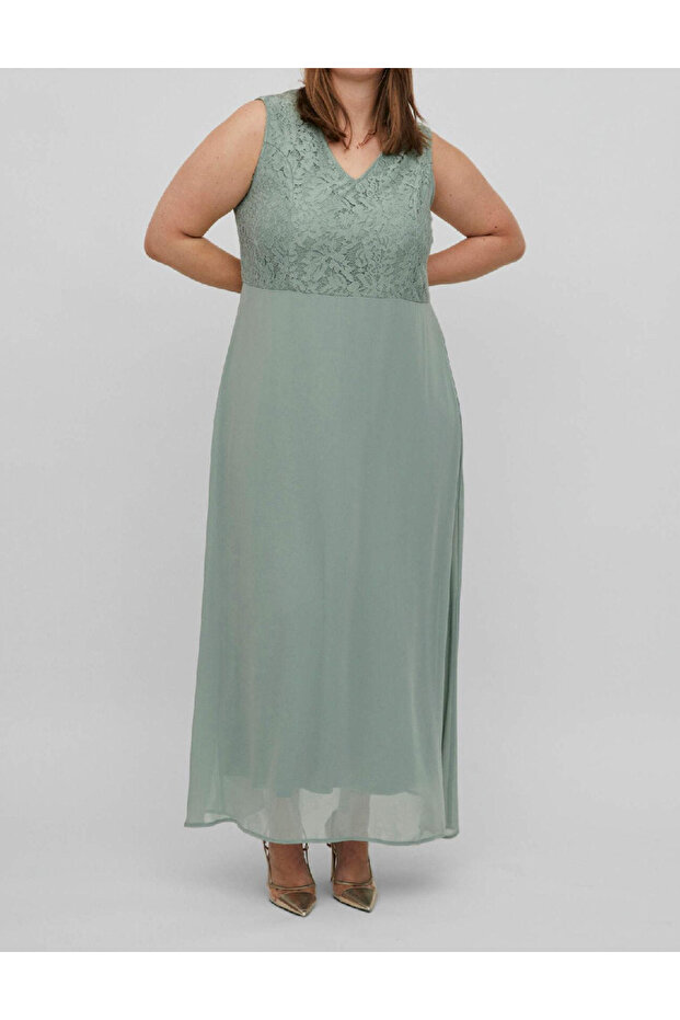 Rochie lunga Plus Size, Verde - 2