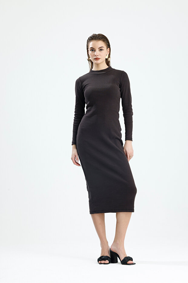 Half Fisherman Long Sleeve Combed Cotton Dress