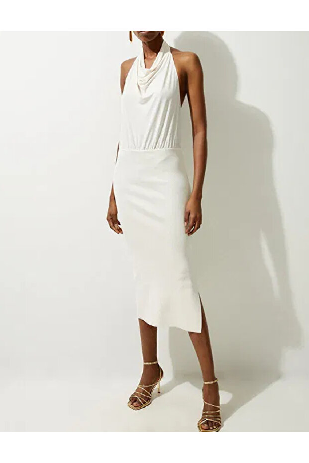 Rochie medie, Ecru - 1