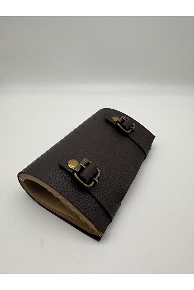 دفتر ملاحظات موديل فلوتر من الجلد الصناعي باللون البني - 1