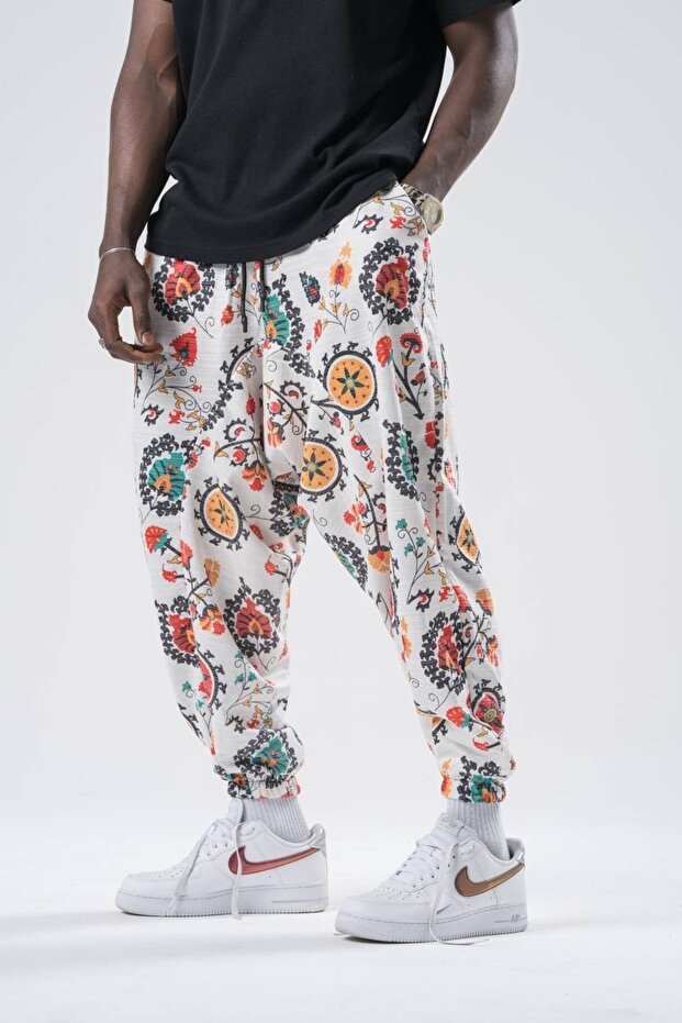 بنطلون شالوار منقوش بخصر مطاطي - 2