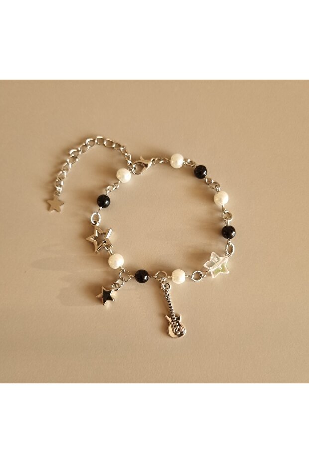 Rockstar Electric Guitar Charm Bracelet Y2K