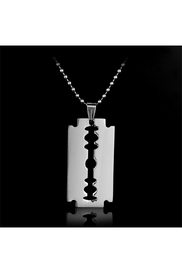 silver Stainless Steel Blade Razor Necklaces Gothic Punk Men Jewelry Sliver Color Metal Pendant Neck