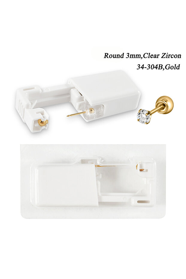 0.8x10mm 34-304B 1PC 24K Gold Plated Earring Disposable Ear Piercing Unit Nickel Free Ear Studs with