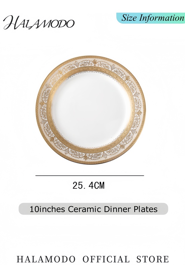 طقم أطباق عشاء سيراميكية مسطحة مكون من قطعتين، أدوات مائدة ريفية عصرية للمطبخ مصنوعة من البورسلين - 2