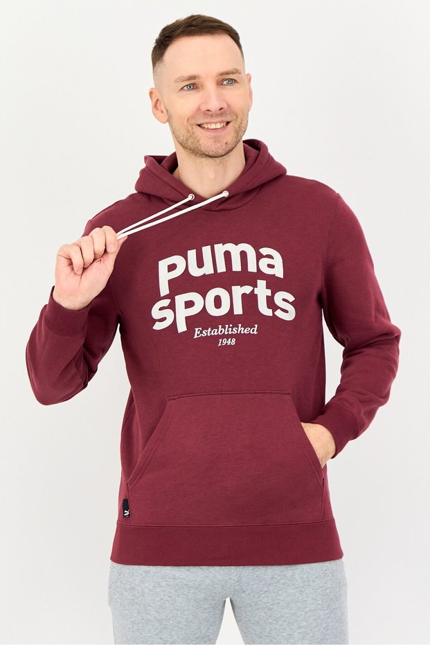 Men Sportswear Fit Long Sleeve Outdoor Hoodie, Maroon