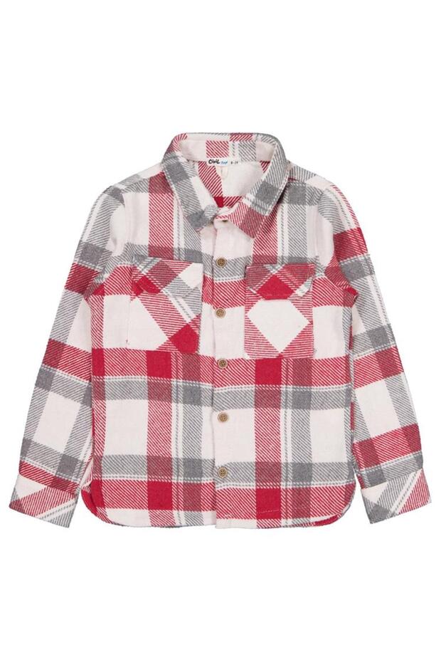 Double Pocket Plaid Shirt for Ages 6-9 - Red 6-7 Years