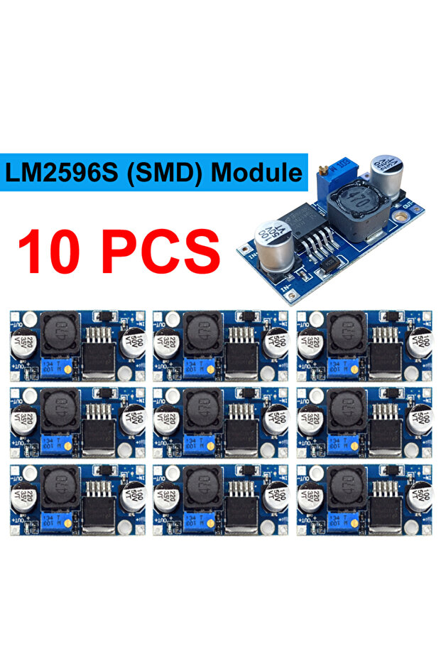 وحدة LM2596S SMD، 10 قطع، منظم جهد متغير DC-DC بتخفيض LM2596S، مدخل 3.0-40 فولت، مخرج