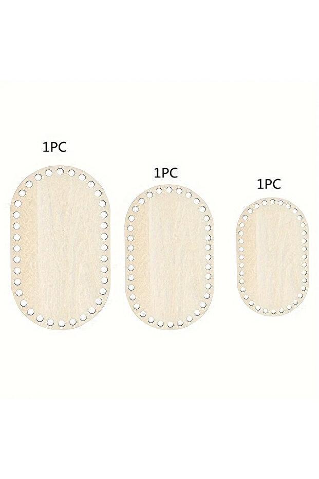 3pcs 3pcs/set DIY Basket Weaving Supplies Oval Blank Solid Crochet Basket Wood Base Natural Wooden B
